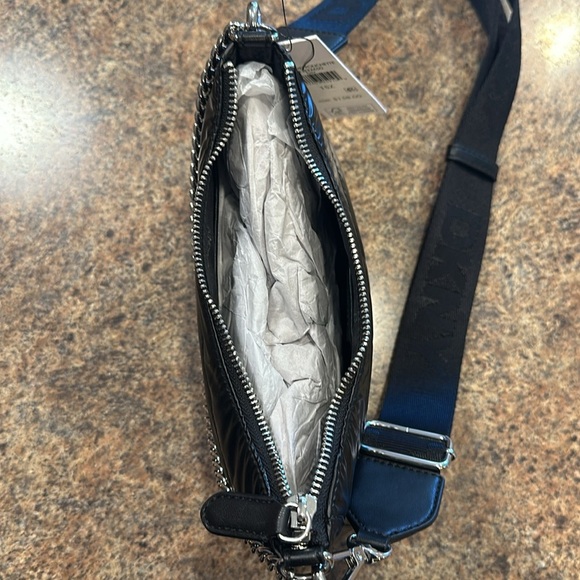 DKNY Pouchette Quilted Crossbody Cairo MD Bag Black Silver Hardware - Picture 10 of 14